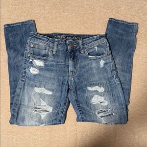 American Eagle Outfitters Women's Ripped Blue Boyfriend Jeans